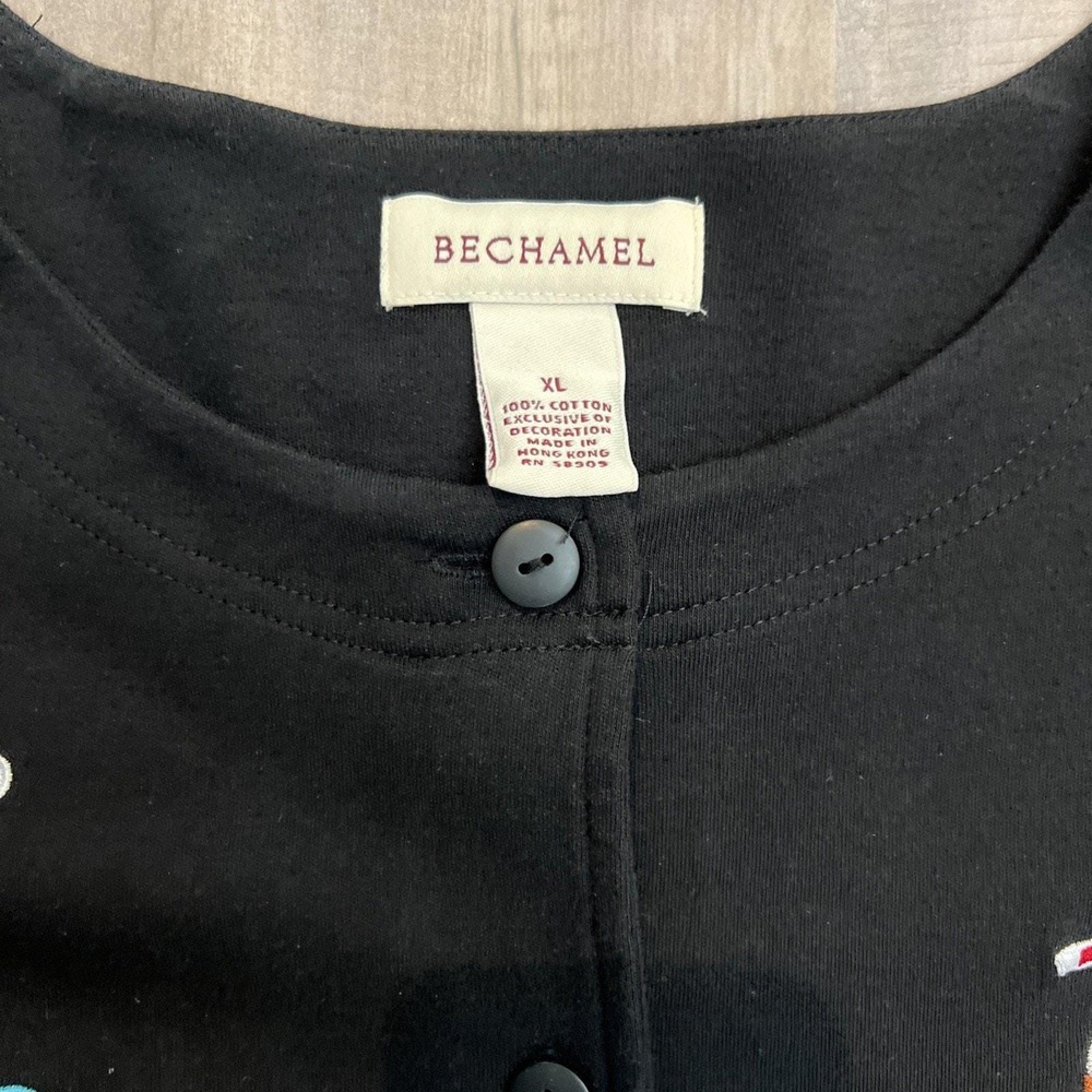Bechamel Cardigan Sweater Womens Size XL 50s Design Poodle Music Car Sock Hop - Picture 4 of 9